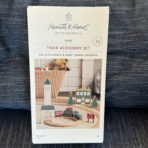 New Hearth & Hand Wood Train Accessory Set Holiday Christmas Gifts Clock Tower